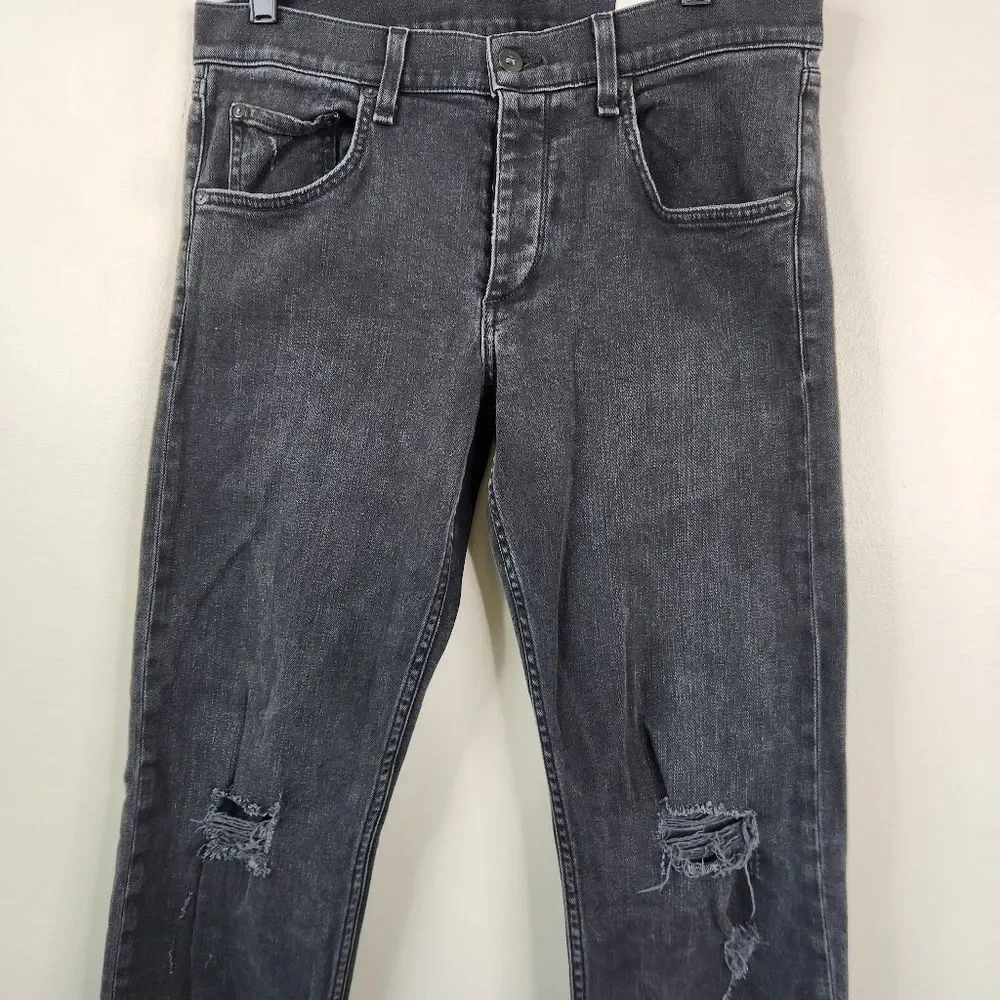 rag & bone Mens Standard Issue Fit 1 Skinny Leg Distressed Full Button Jeans 34